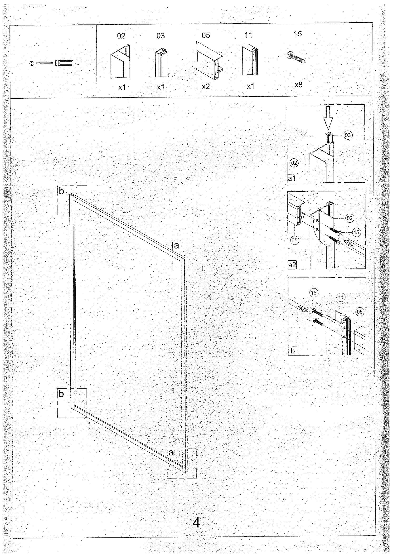 Страница 4: схема монтажа, Раздвижная дверь Atalora 120 см