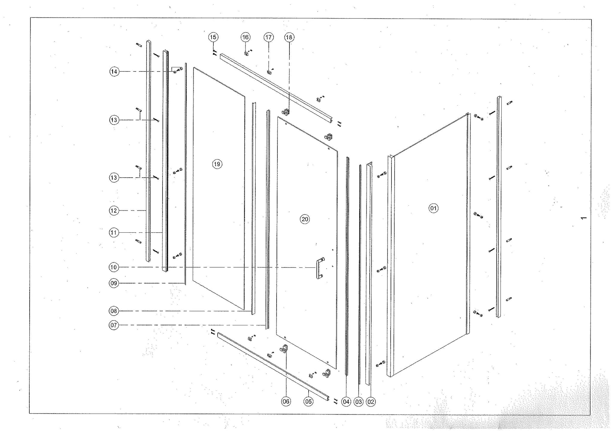 Страница 1: схема монтажа, Душевой уголок Atalora 120×90