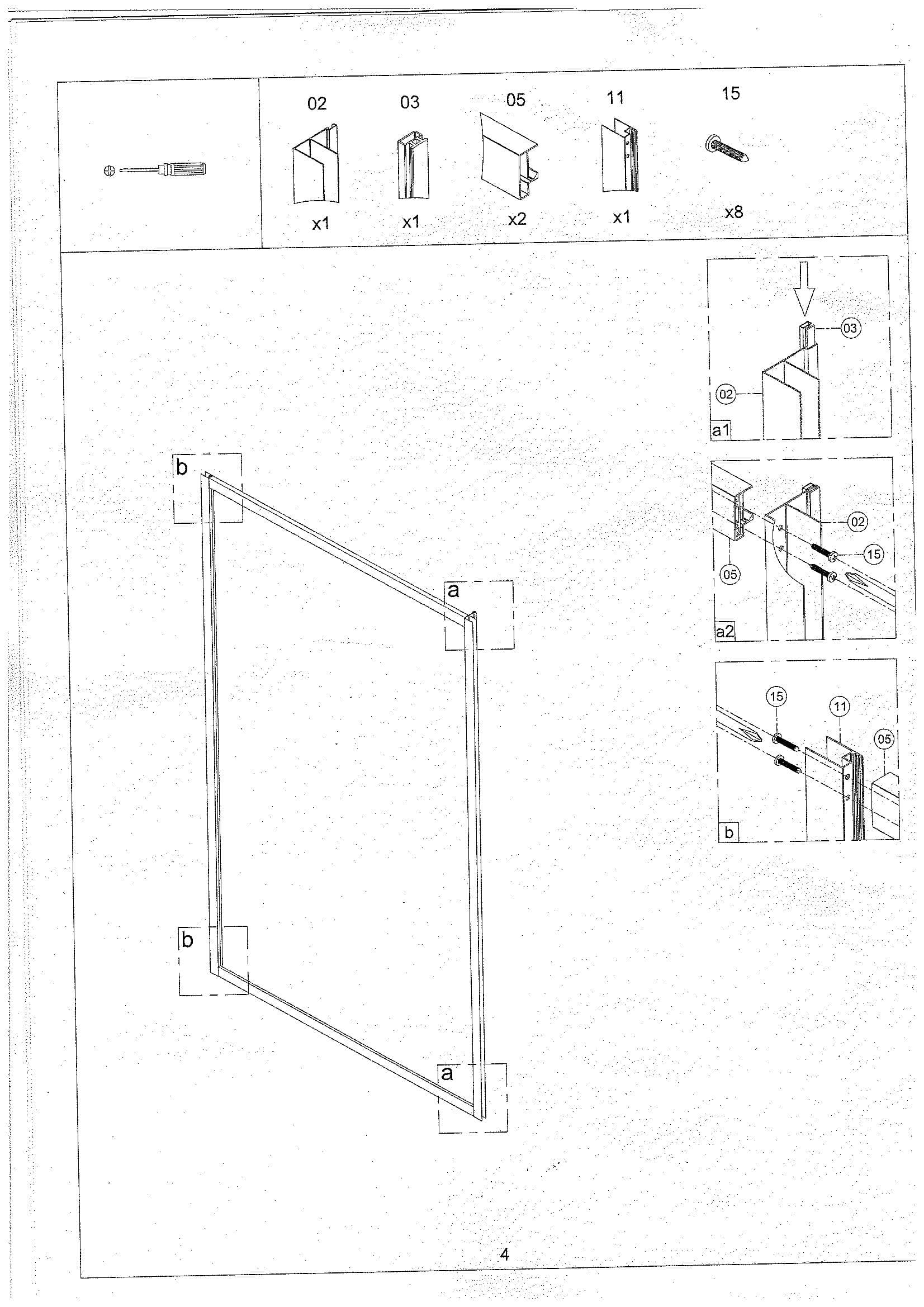 Страница 4: схема монтажа, Душевой уголок Atalora 120×90