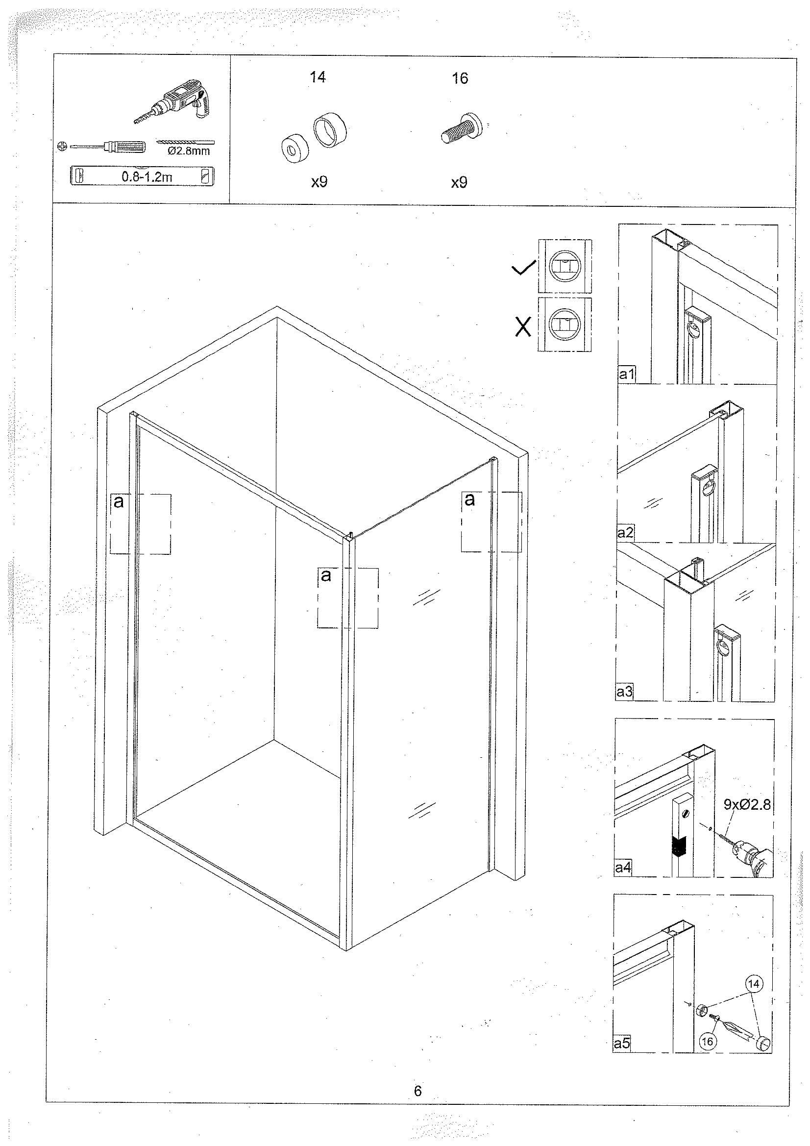 Страница 6: схема монтажа, Душевой уголок Atalora 120×90