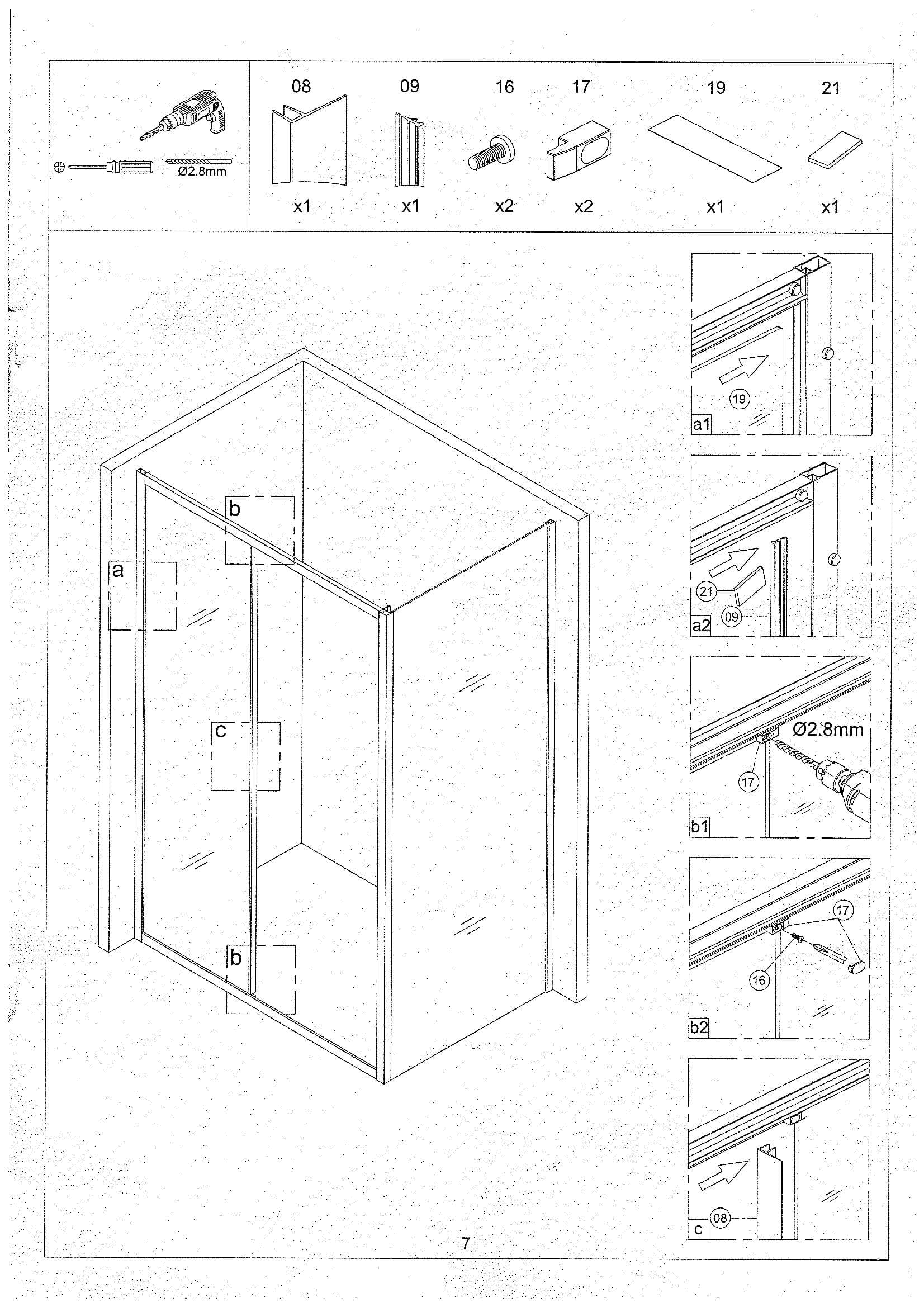 Страница 7: схема монтажа, Душевой уголок Atalora 120×90