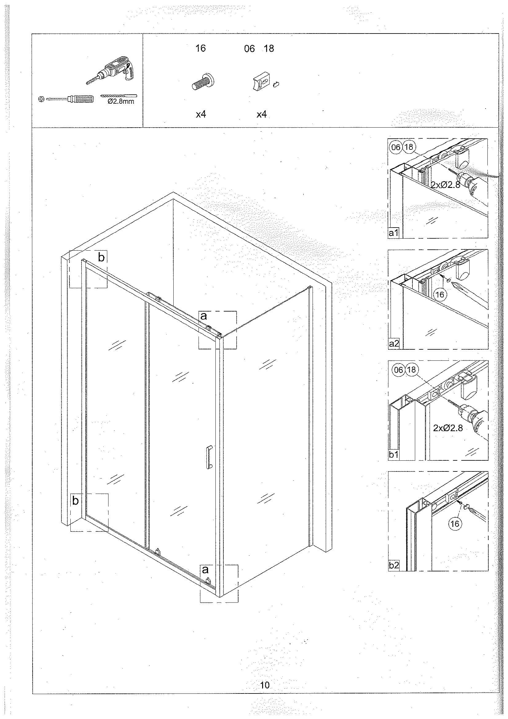 Страница 10: схема монтажа, Душевой уголок Atalora 120×90