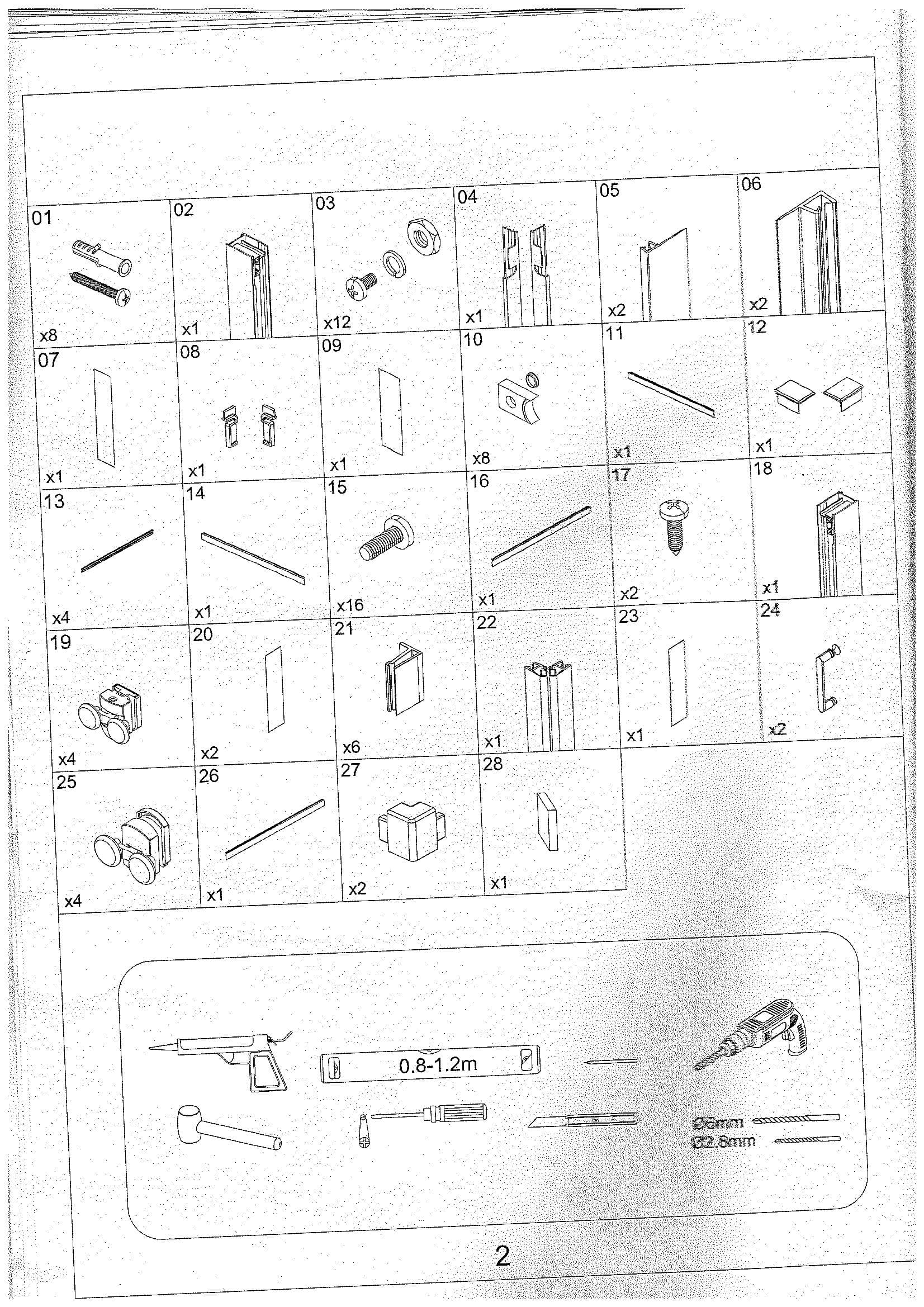 Страница 2: схема монтажа, Душевой уголок Bonivera 120×90
