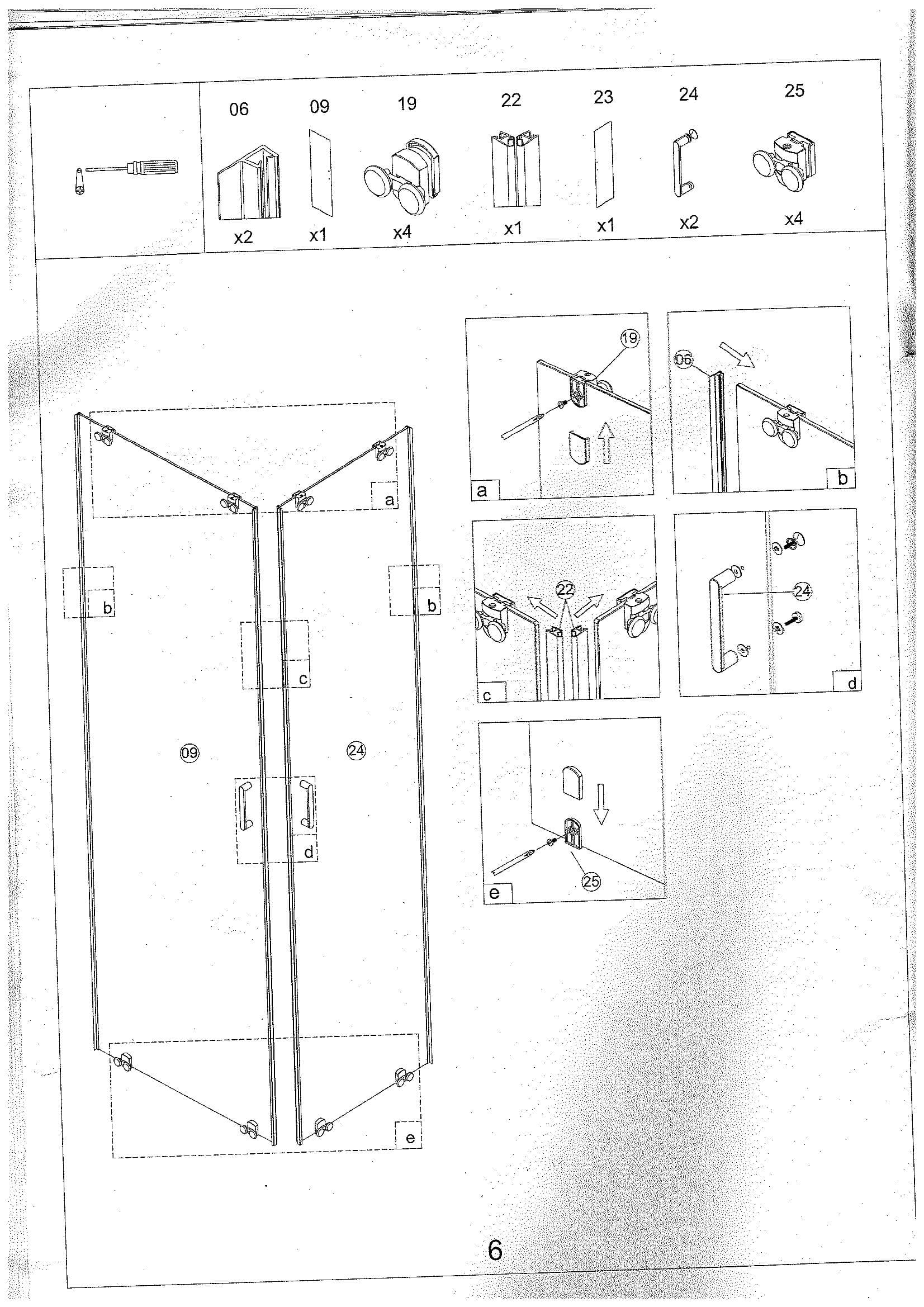 Страница 6: схема монтажа, Душевой уголок Bonivera 120×90