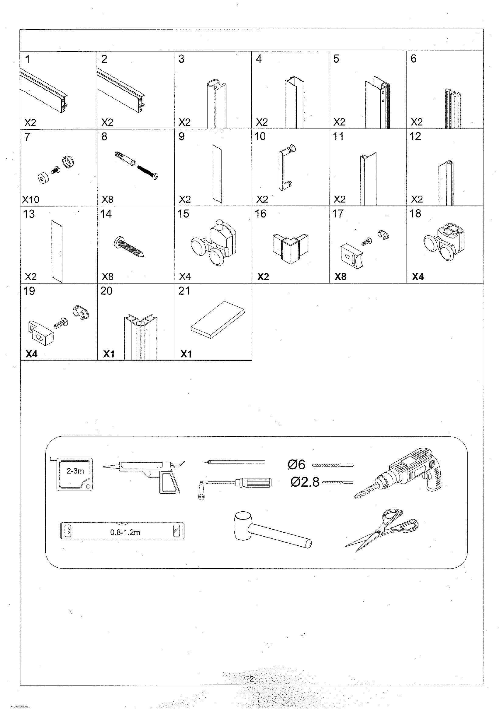 Страница 2: схема монтажа, Душевой уголок Bonivera 90×90