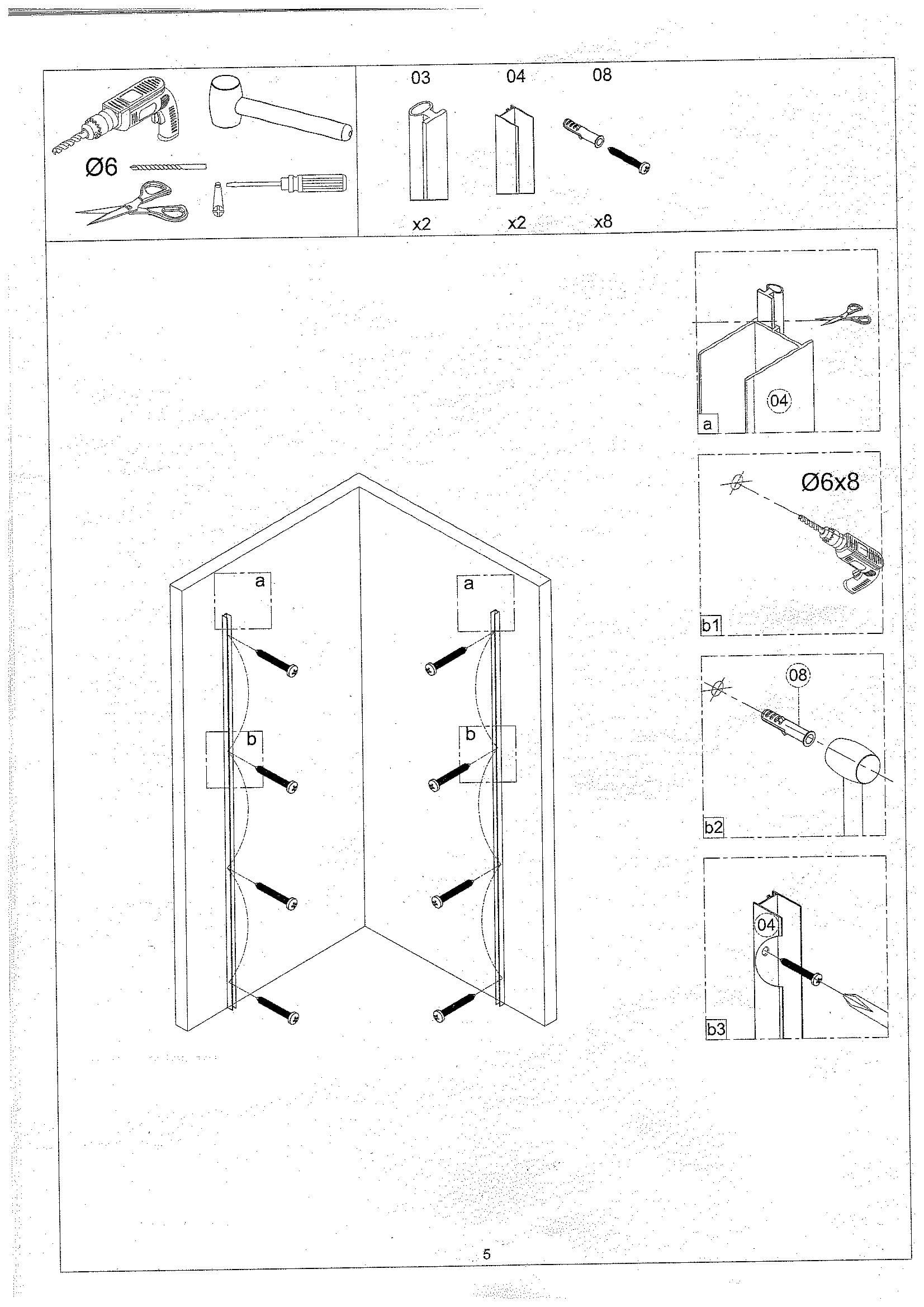 Страница 5: схема монтажа, Душевой уголок Bonivera 90×90