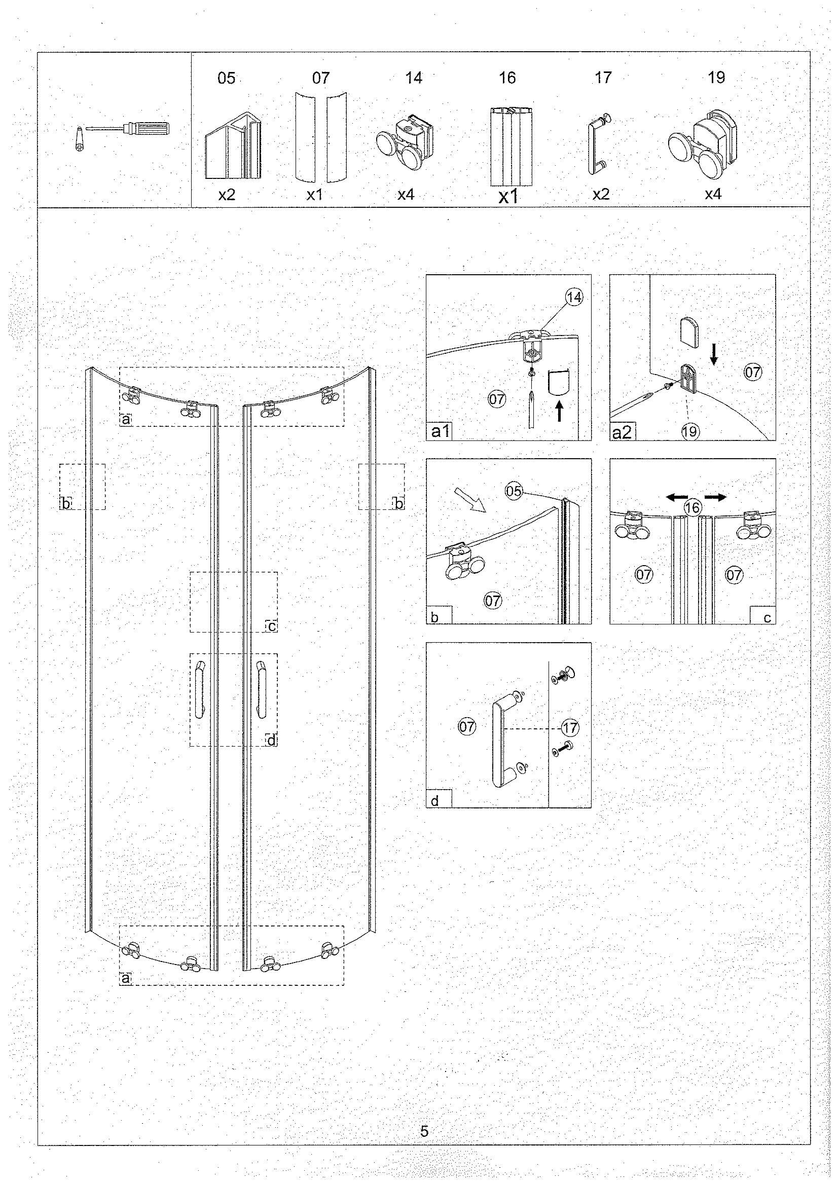 Страница 5: схема монтажа, Полукруглый уголок Bonivera 90×90