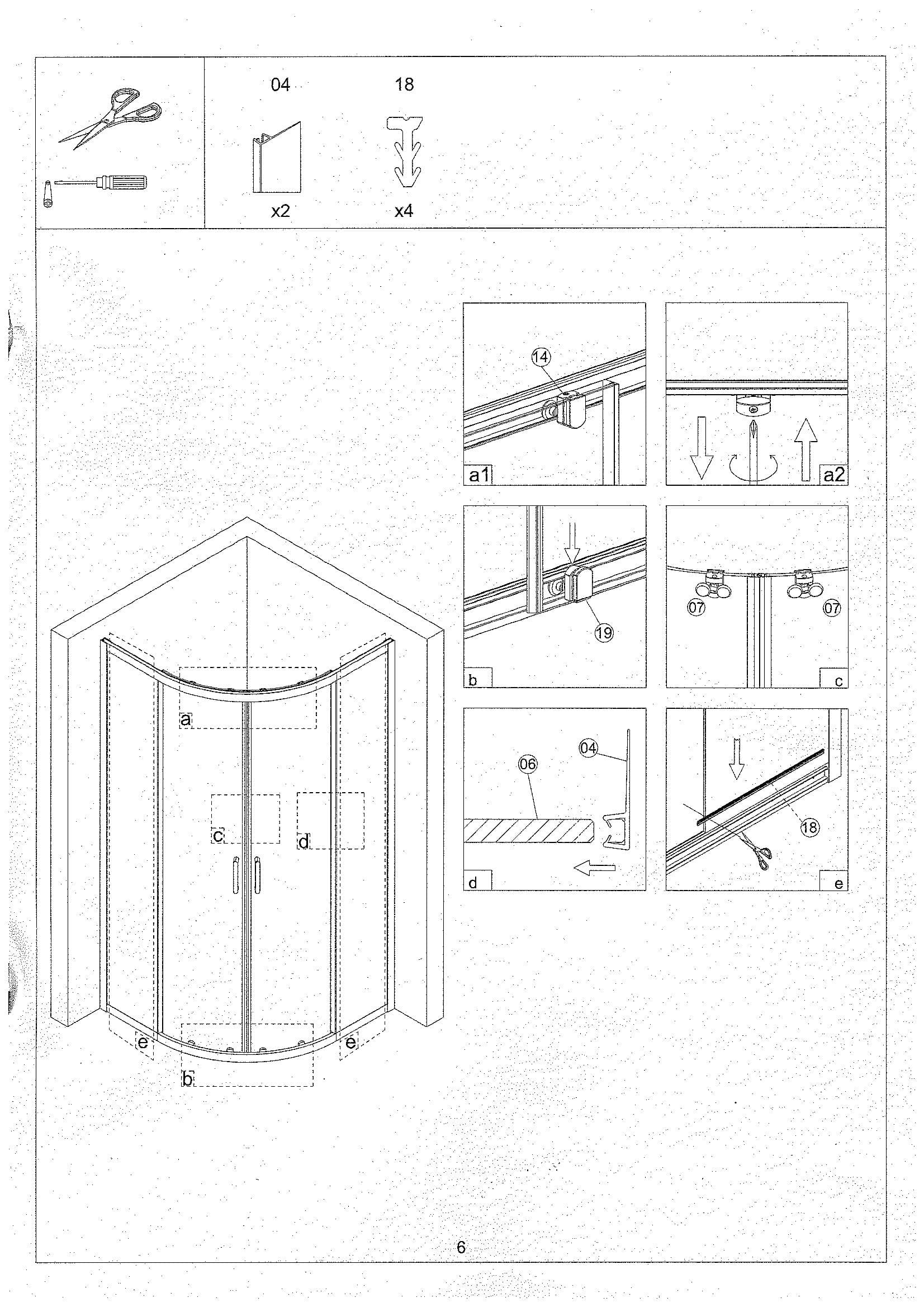 Страница 6: схема монтажа, Полукруглый уголок Bonivera 90×90