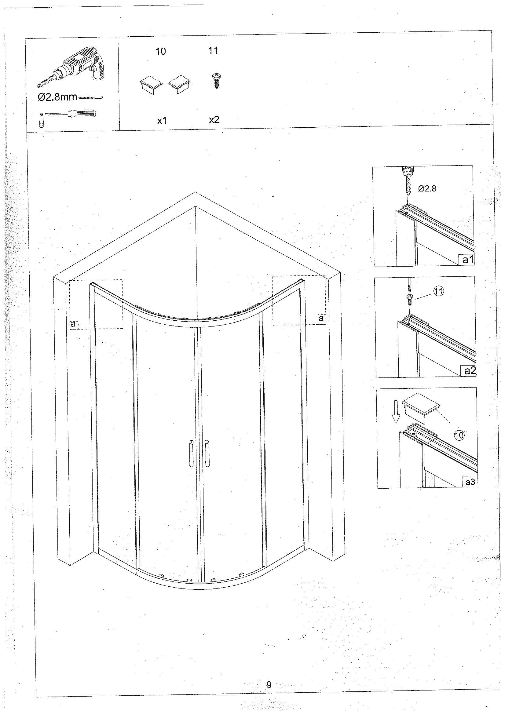 Страница 9: схема монтажа, Полукруглый уголок Bonivera 90×90