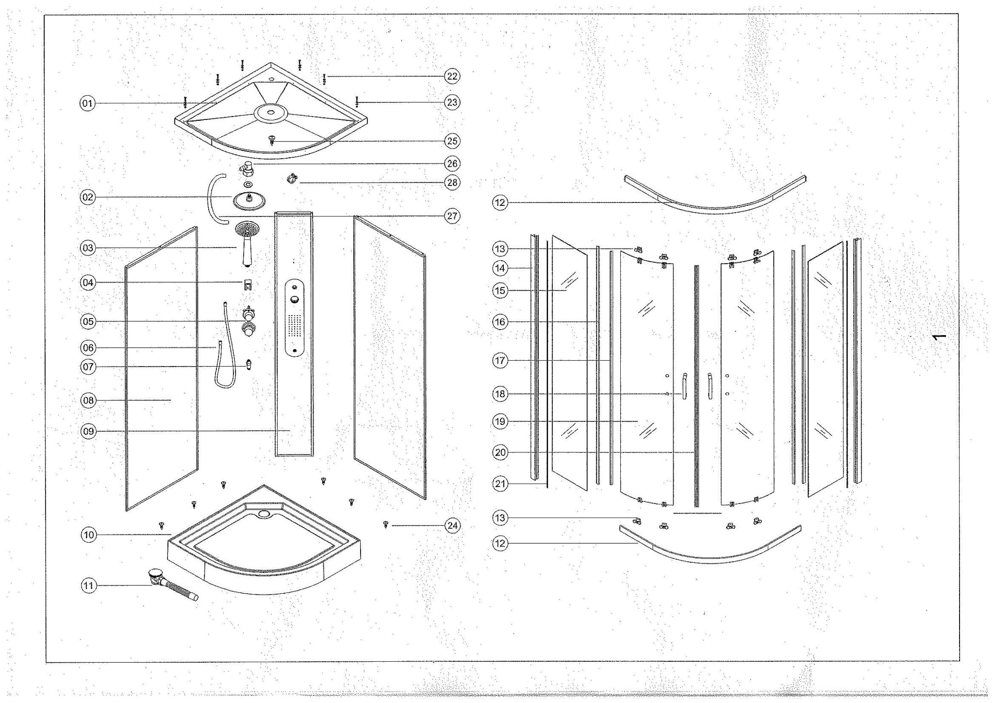 Страница 1: схема монтажа, Душевая кабина Eliavita 90×90