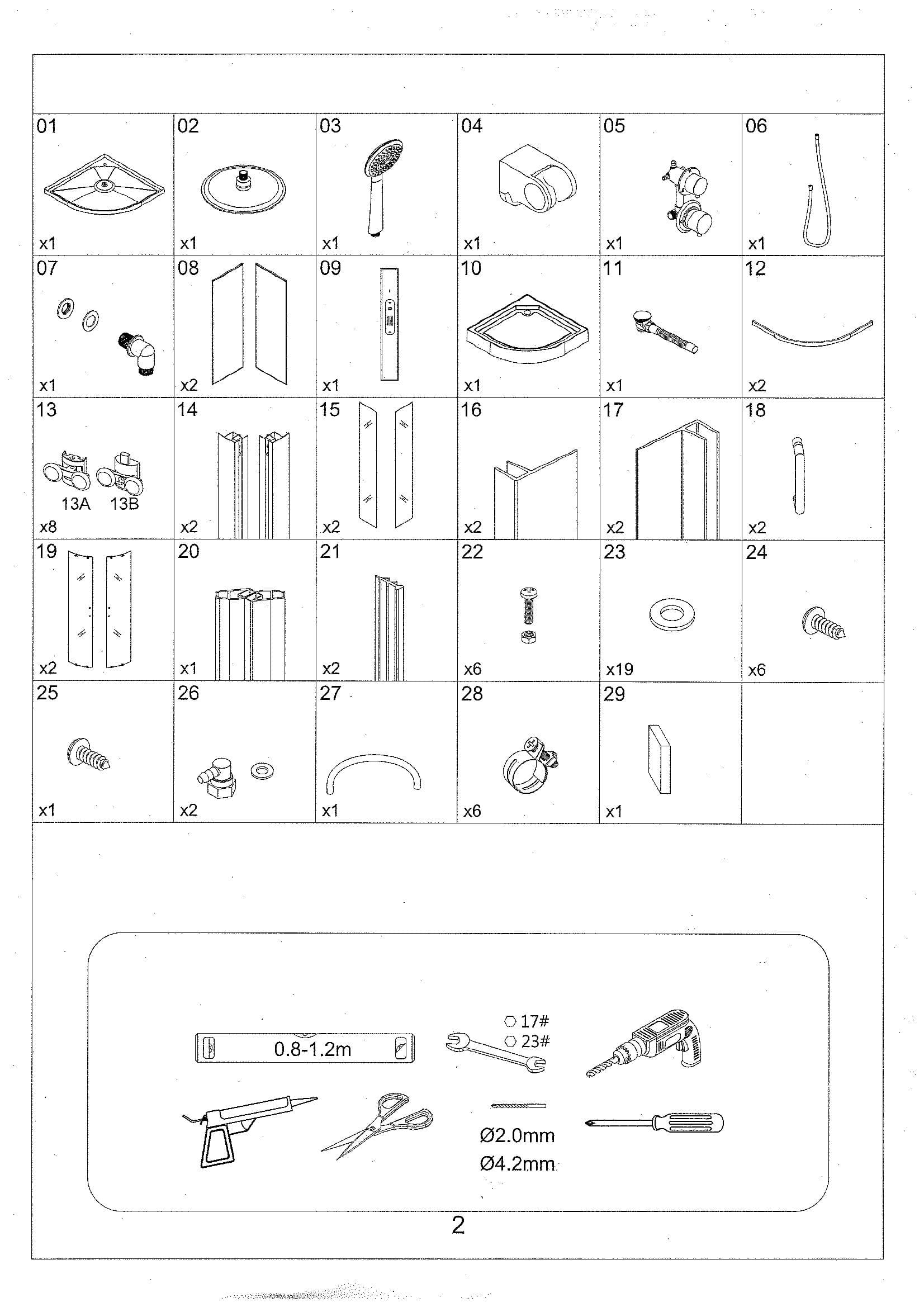 Страница 2: схема монтажа, Душевая кабина Eliavita 90×90