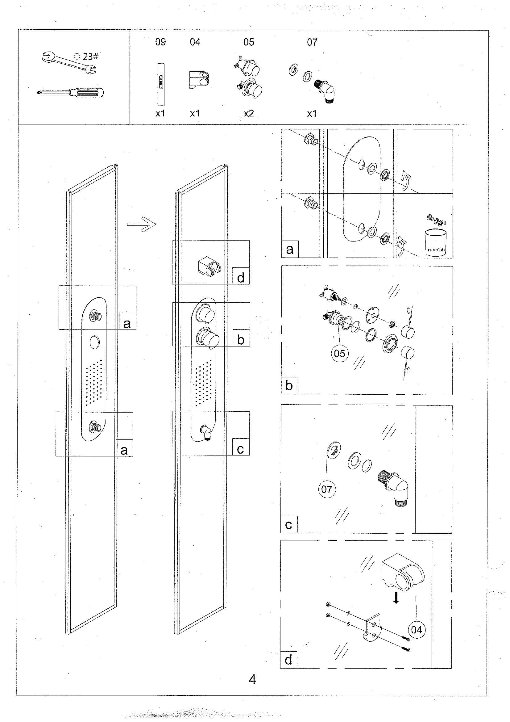Страница 4: схема монтажа, Душевая кабина Eliavita 90×90
