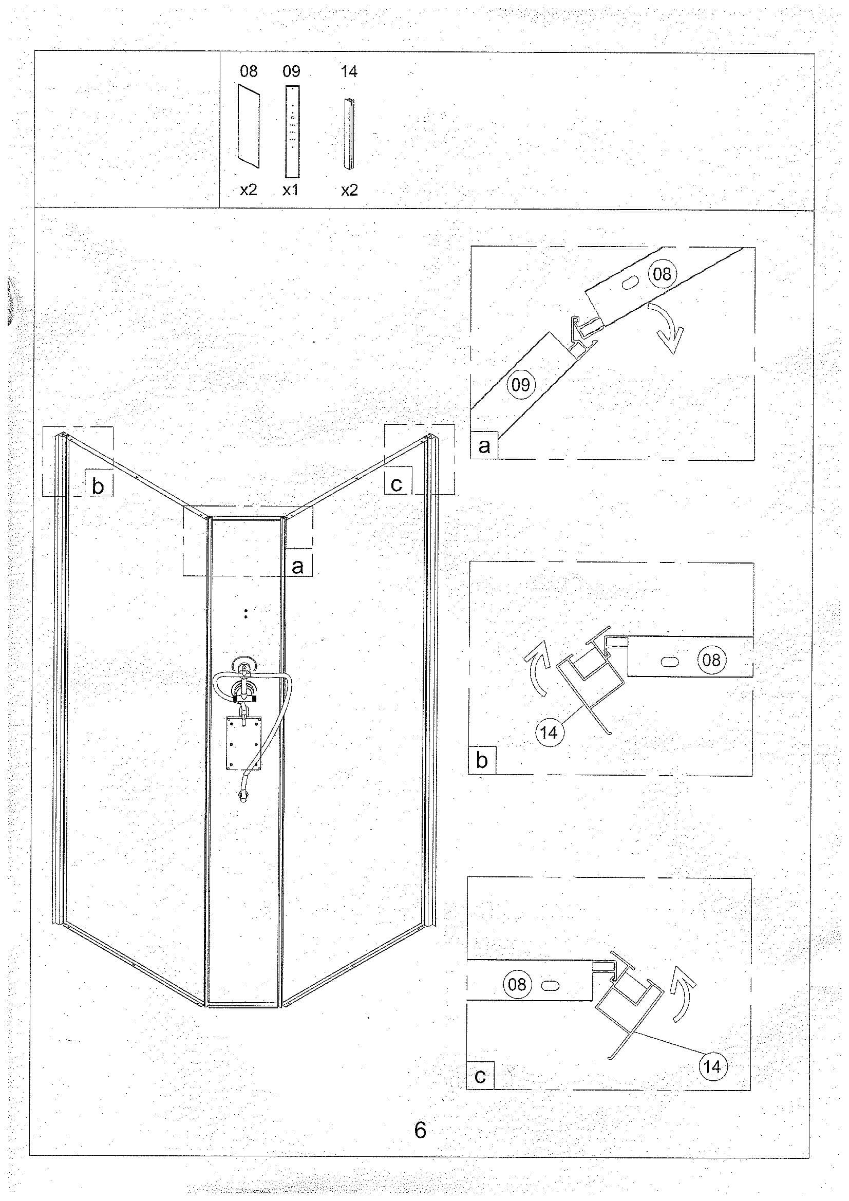 Страница 6: схема монтажа, Душевая кабина Eliavita 90×90