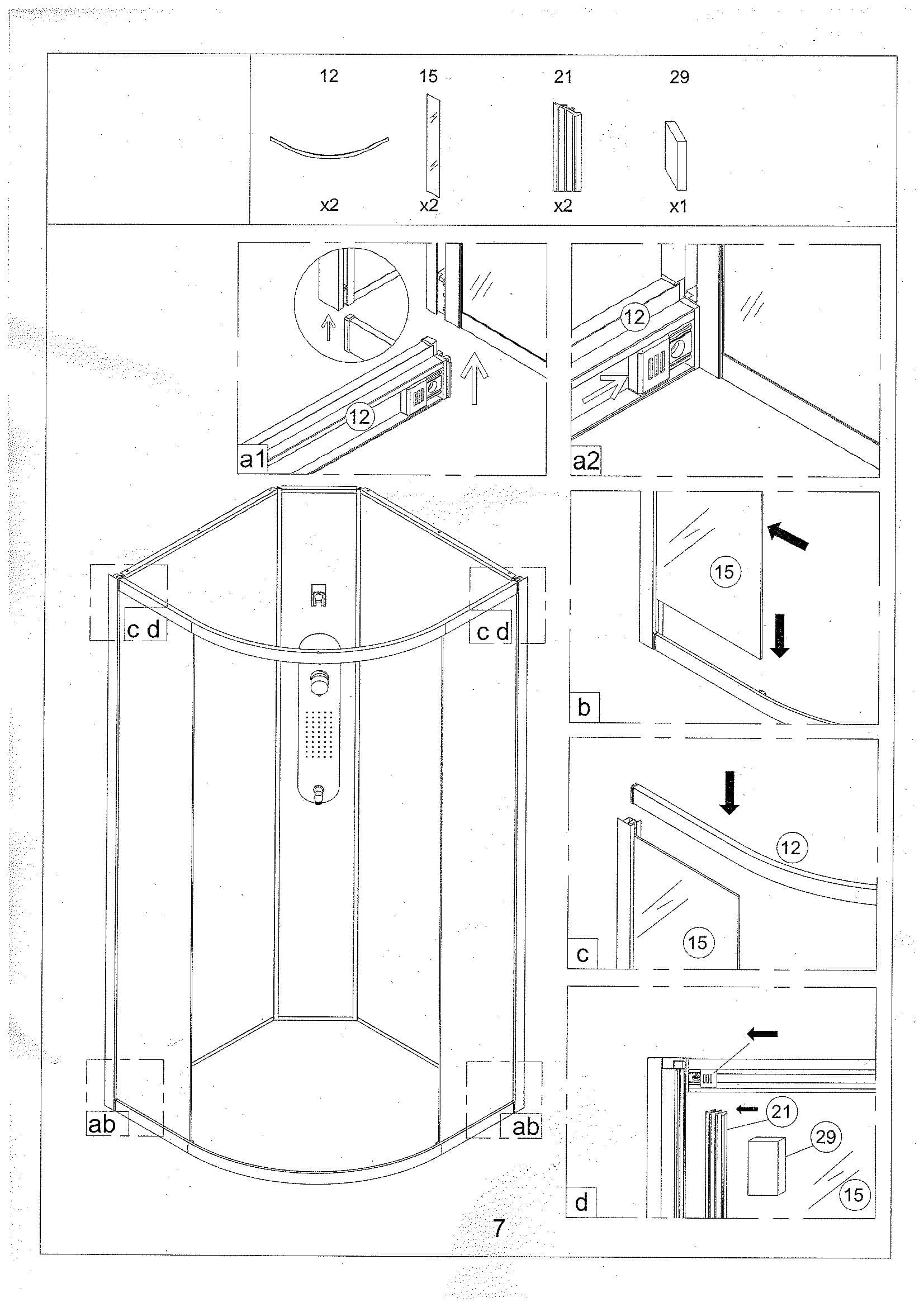 Страница 7: схема монтажа, Душевая кабина Eliavita 90×90