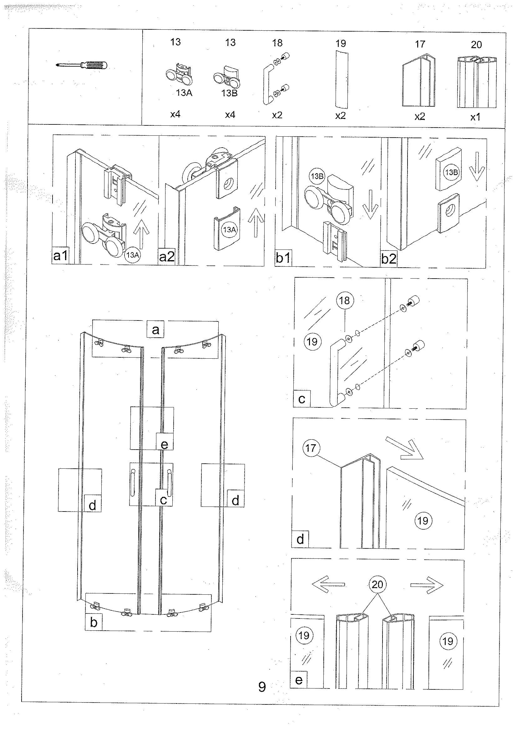 Страница 9: схема монтажа, Душевая кабина Eliavita 90×90