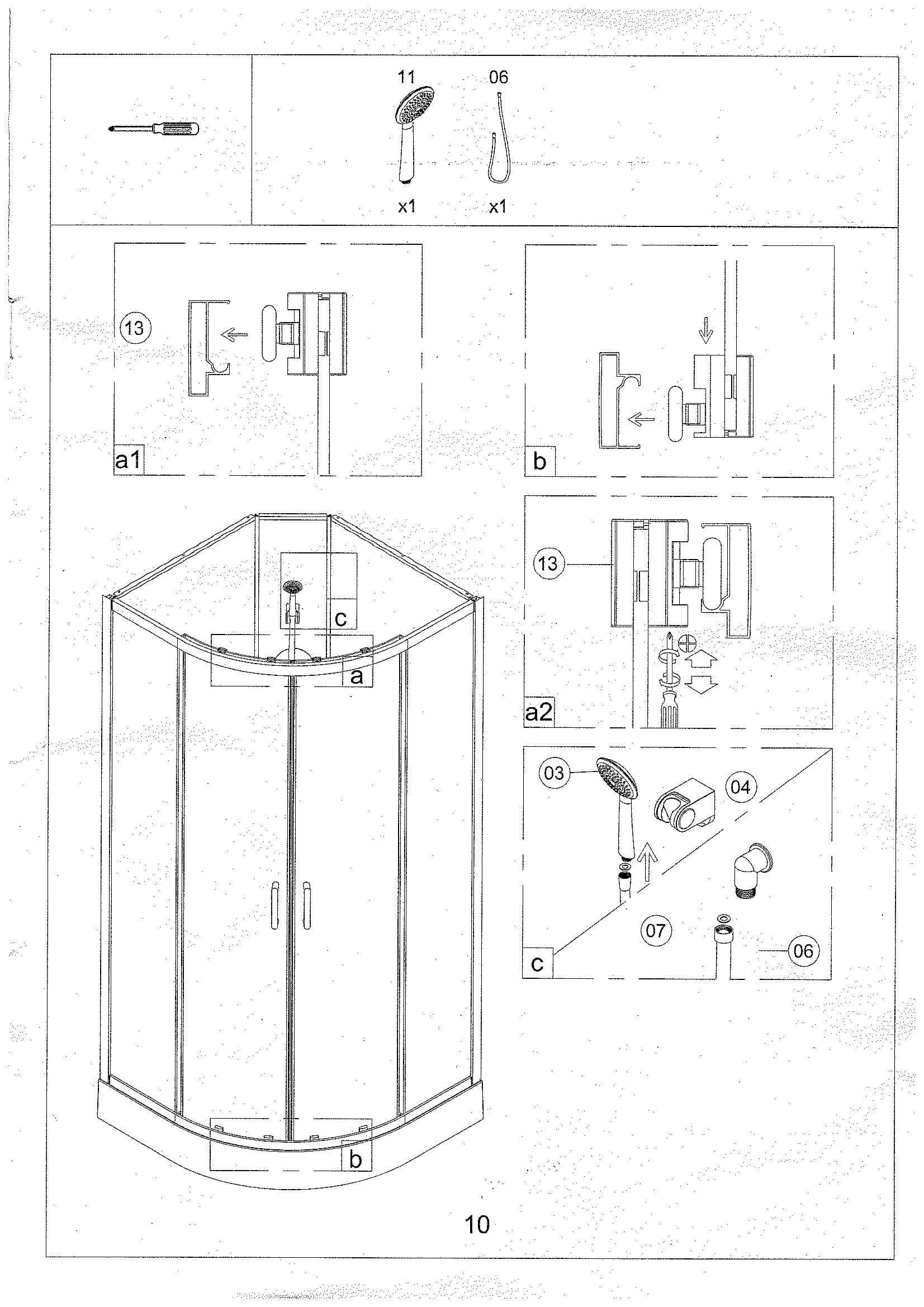Страница 10: схема монтажа, Душевая кабина Eliavita 90×90