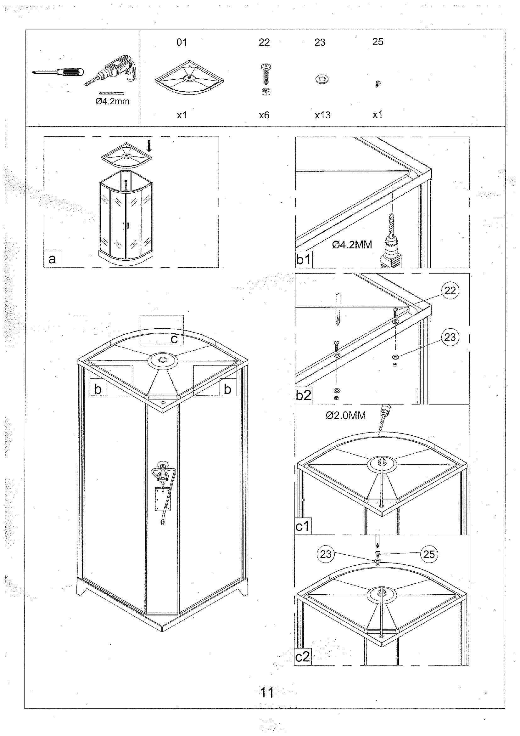 Страница 11: схема монтажа, Душевая кабина Eliavita 90×90